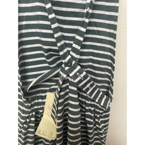 Gray Label Organic Cotton Striped Tatum Romper Overalls Blue Gray NWT Sz 9 10 - Picture 4 of 6